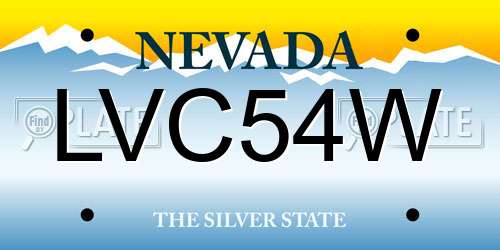 LVC54W Nevada License Plate