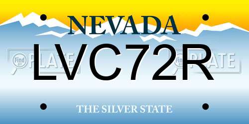LVC72R Nevada License Plate