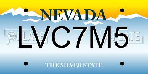 LVC7M5 Nevada License Plate