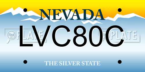 LVC80C Nevada License Plate