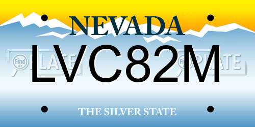 LVC82M Nevada License Plate