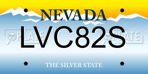LVC82S Nevada License Plate
