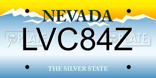 LVC84Z Nevada License Plate