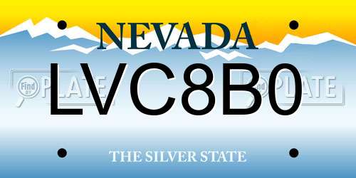 LVC8B0 Nevada License Plate