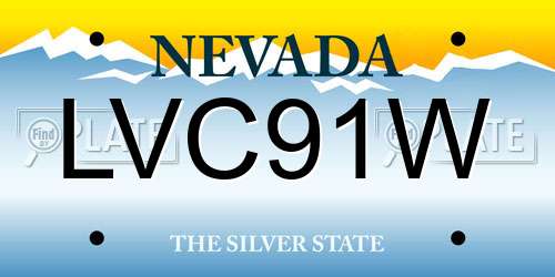 LVC91W Nevada License Plate