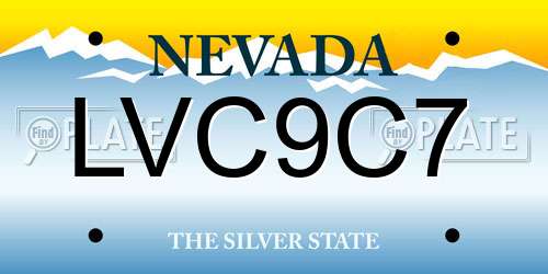 LVC9C7 Nevada License Plate