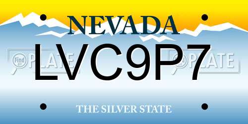 LVC9P7 Nevada License Plate