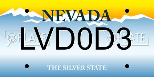 LVD0D3 Nevada License Plate