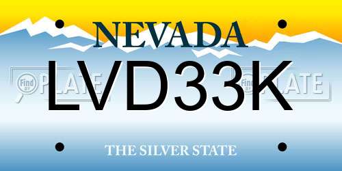 LVD33K Nevada License Plate