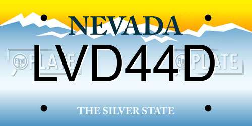LVD44D Nevada License Plate