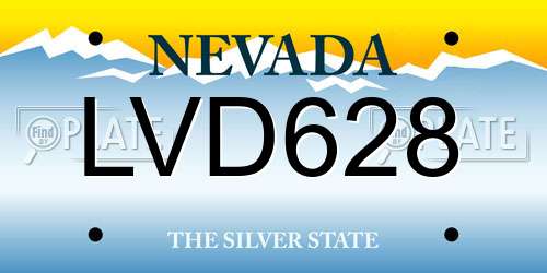 LVD628 Nevada License Plate