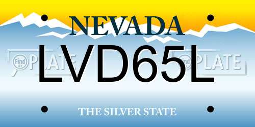 LVD65L Nevada License Plate