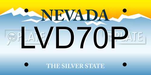 LVD70P Nevada License Plate