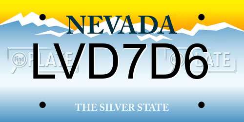 LVD7D6 Nevada License Plate