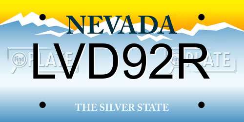 LVD92R Nevada License Plate