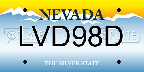 LVD98D Nevada License Plate