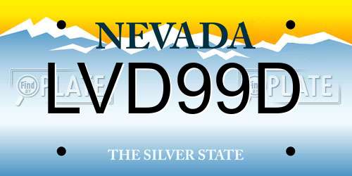 LVD99D Nevada License Plate