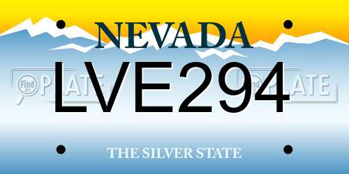 LVE294 Nevada License Plate