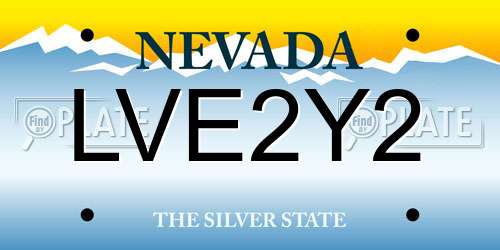 LVE2Y2 Nevada License Plate