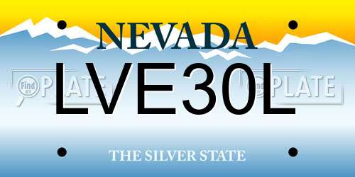 LVE30L Nevada License Plate