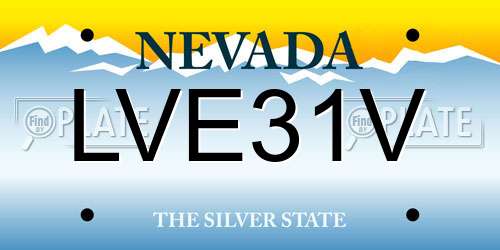 LVE31V Nevada License Plate