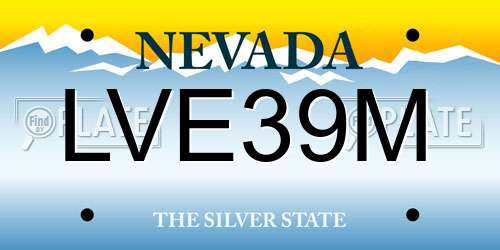 LVE39M Nevada License Plate