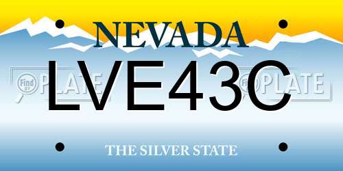 LVE43C Nevada License Plate