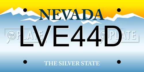 LVE44D Nevada License Plate