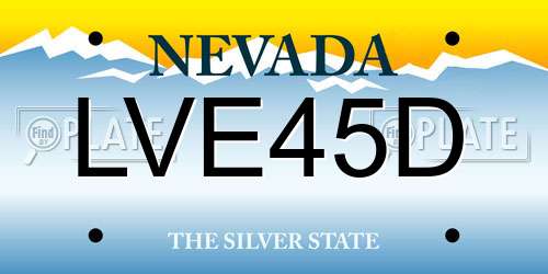 LVE45D Nevada License Plate