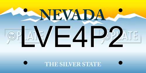 LVE4P2 Nevada License Plate