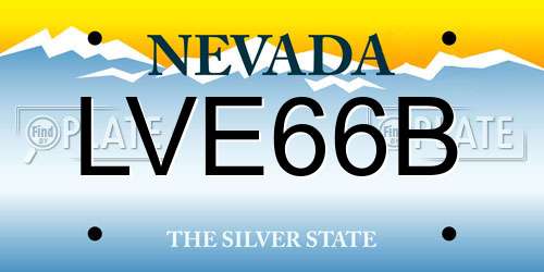 LVE66B Nevada License Plate