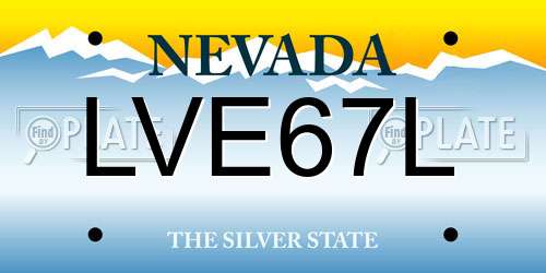 LVE67L Nevada License Plate