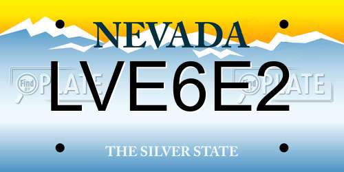 LVE6E2 Nevada License Plate