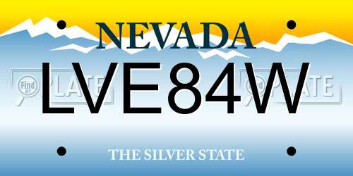 LVE84W Nevada License Plate