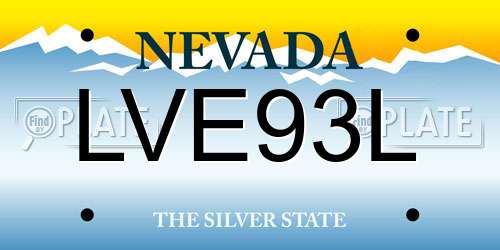 LVE93L Nevada License Plate