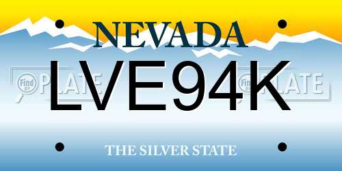 LVE94K Nevada License Plate