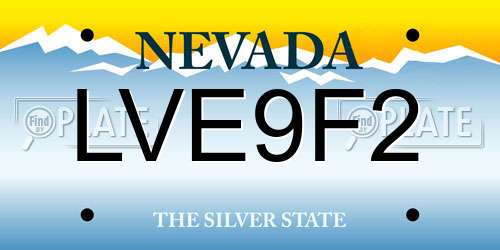 LVE9F2 Nevada License Plate