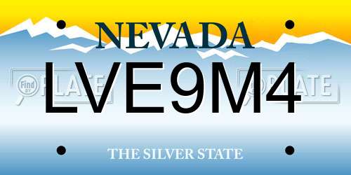 LVE9M4 Nevada License Plate