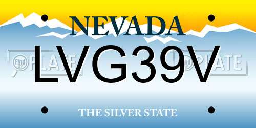 LVG39V Nevada License Plate
