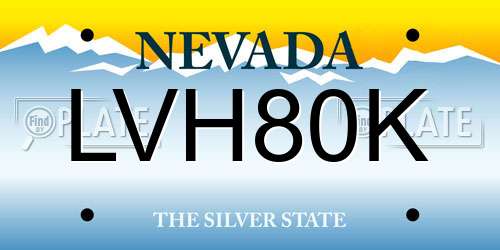 LVH80K Nevada License Plate