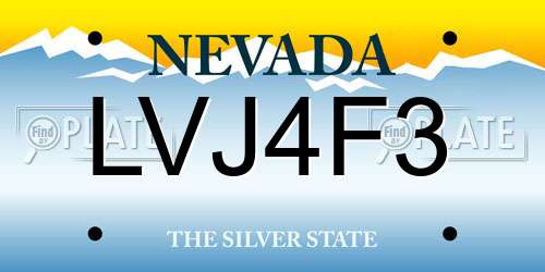 LVJ4F3 Nevada License Plate