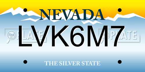 LVK6M7 Nevada License Plate