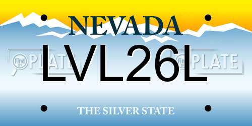 LVL26L Nevada License Plate