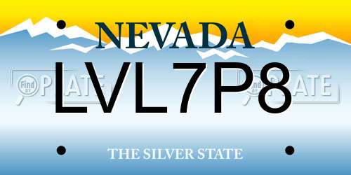 LVL7P8 Nevada License Plate