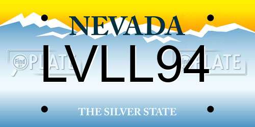 LVLL94 Nevada License Plate