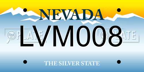 LVM008 Nevada License Plate