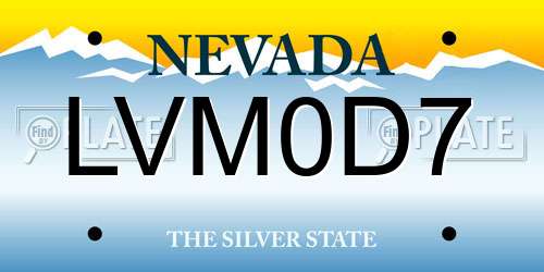 LVM0D7 Nevada License Plate