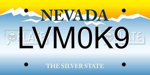 LVM0K9 Nevada License Plate