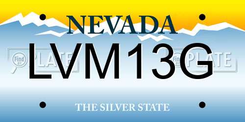 LVM13G Nevada License Plate