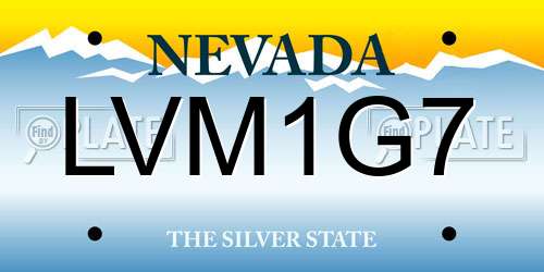 LVM1G7 Nevada License Plate